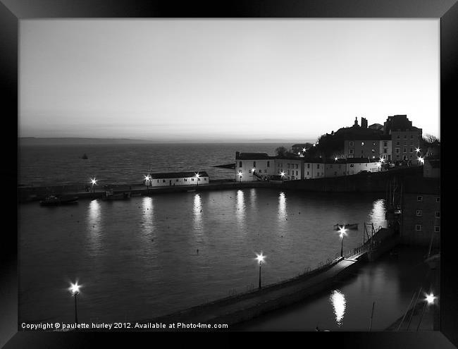 Tenby Harbour.B+W.Pembrokeshire. Framed Print by paulette hurley