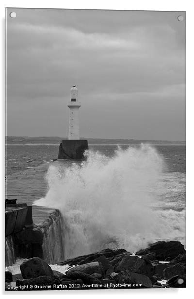 Aberdeen Crashing Waves Acrylic by Graeme Raffan