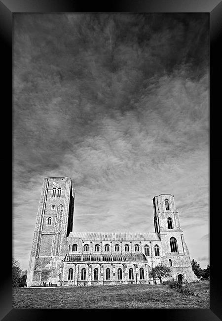 Wymondham Abbey Mono with Big Sky Framed Print by Paul Macro