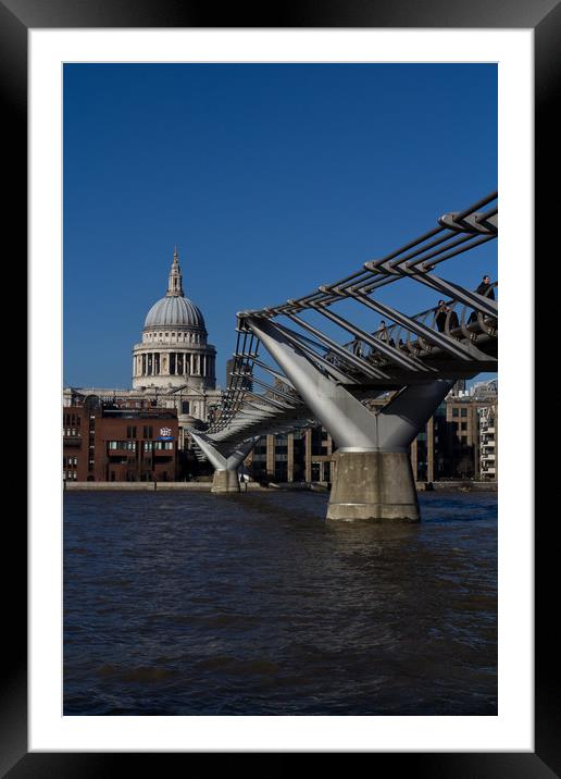 Millenium bridge and St Pauls Framed Mounted Print by David Pyatt