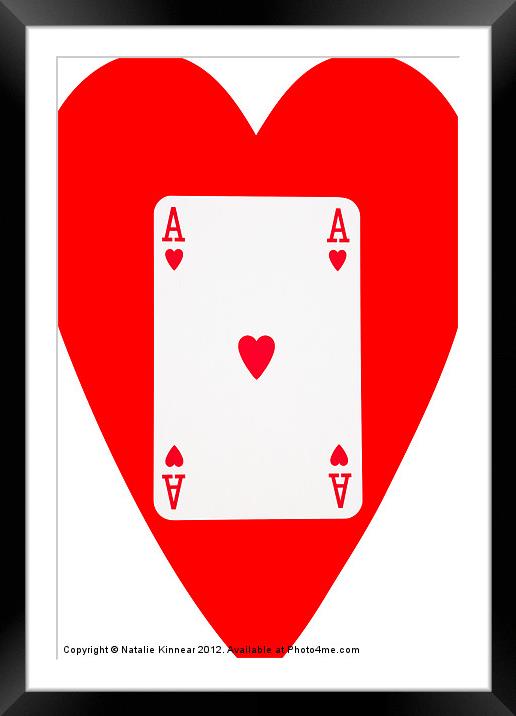 Playing Cards, Ace of Hearts on White Framed Mounted Print by Natalie Kinnear