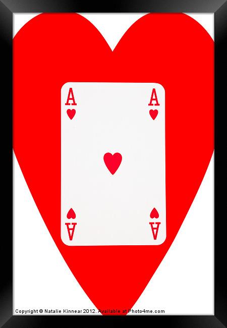 Playing Cards, Ace of Hearts on White Framed Print by Natalie Kinnear