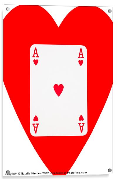 Playing Cards, Ace of Hearts on White Acrylic by Natalie Kinnear