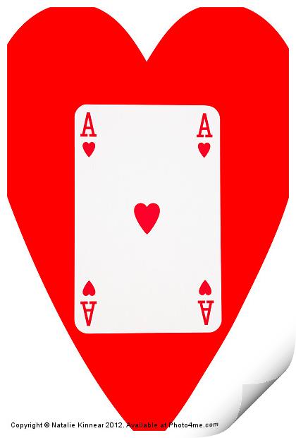 Playing Cards, Ace of Hearts on White Print by Natalie Kinnear