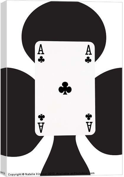 Playing Cards, Ace of Clubs on White Canvas Print by Natalie Kinnear