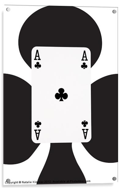 Playing Cards, Ace of Clubs on White Acrylic by Natalie Kinnear