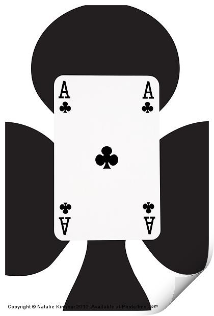 Playing Cards, Ace of Clubs on White Print by Natalie Kinnear