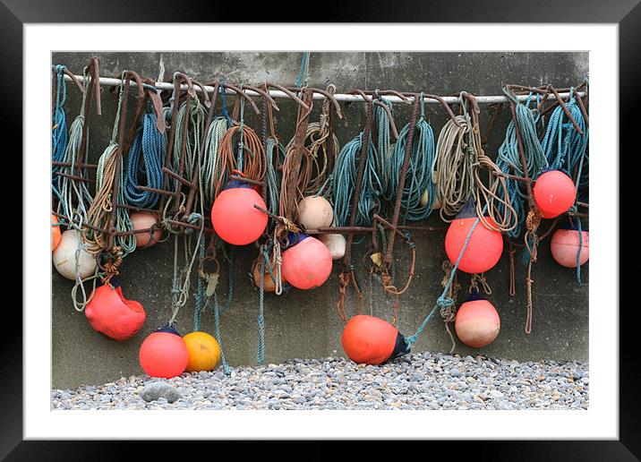 Fishing floats at Sheringham Framed Mounted Print by Kathy Simms