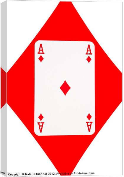Playing Cards, Ace of Diamonds on White Canvas Print by Natalie Kinnear