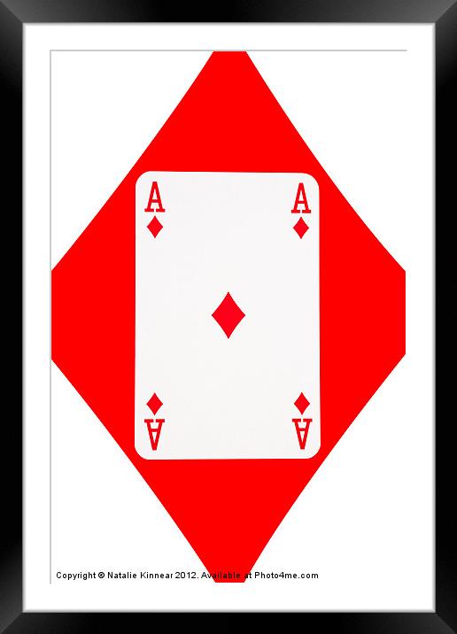 Playing Cards, Ace of Diamonds on White Framed Mounted Print by Natalie Kinnear