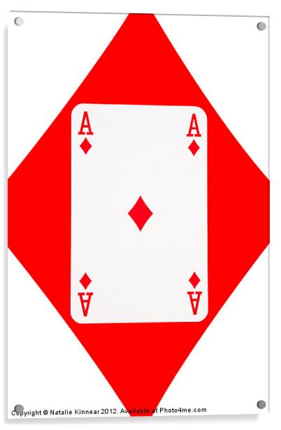 Playing Cards, Ace of Diamonds on White Acrylic by Natalie Kinnear