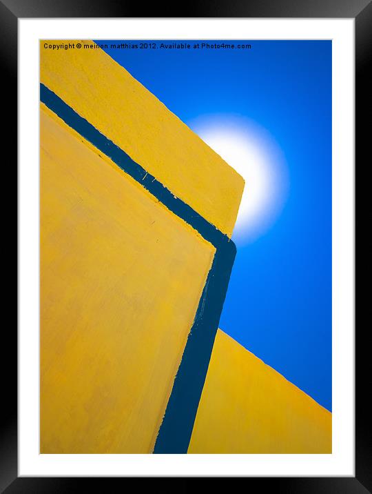 abstract yellow and blue Framed Mounted Print by meirion matthias