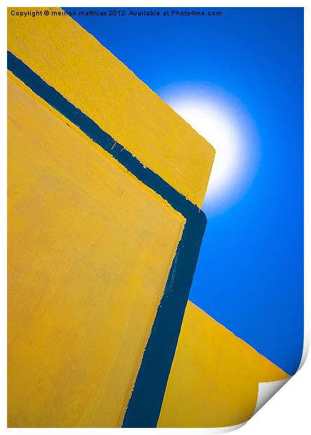 abstract yellow and blue Print by meirion matthias