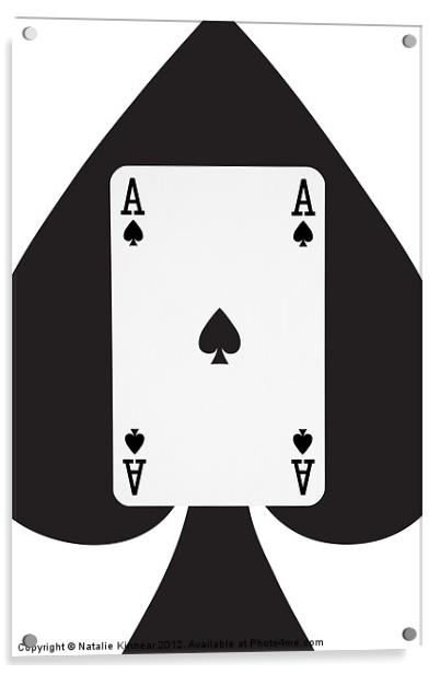 Playing Cards, Ace of Spades on White Acrylic by Natalie Kinnear