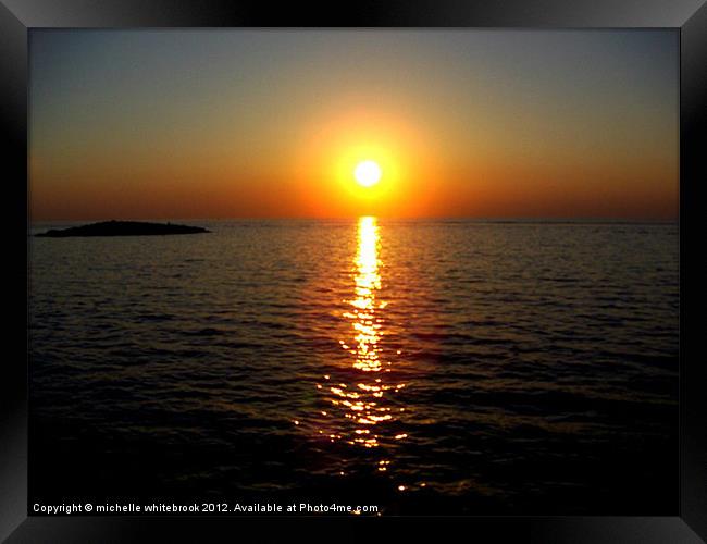 Sunset in Croatia Framed Print by michelle whitebrook