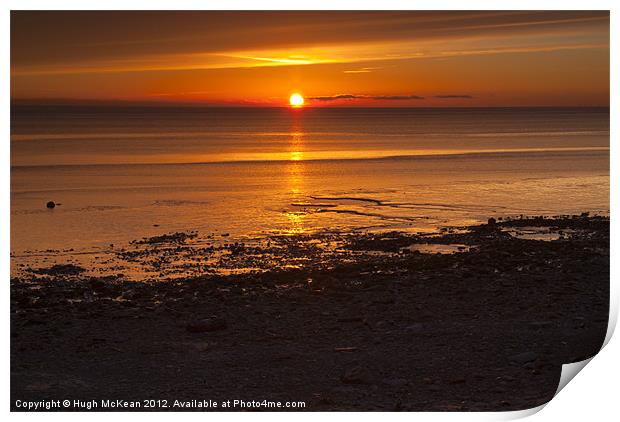 Sunset, Solway Firth, Dumfriesshire, Scotland, win Print by Hugh McKean