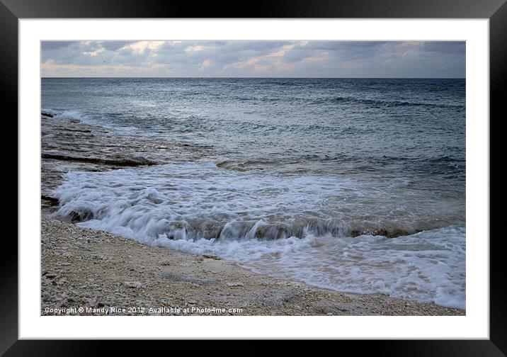 Incoming tide over rocks Framed Mounted Print by Mandy Rice