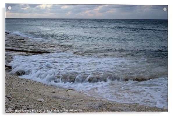 Incoming tide over rocks Acrylic by Mandy Rice