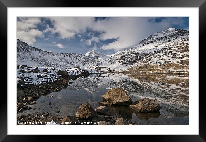 Snowdon winter view Framed Mounted Print by Creative Photography Wales