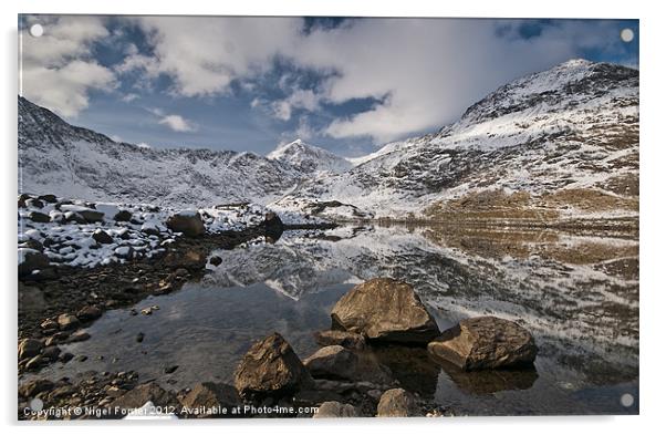 Snowdon winter view Acrylic by Creative Photography Wales