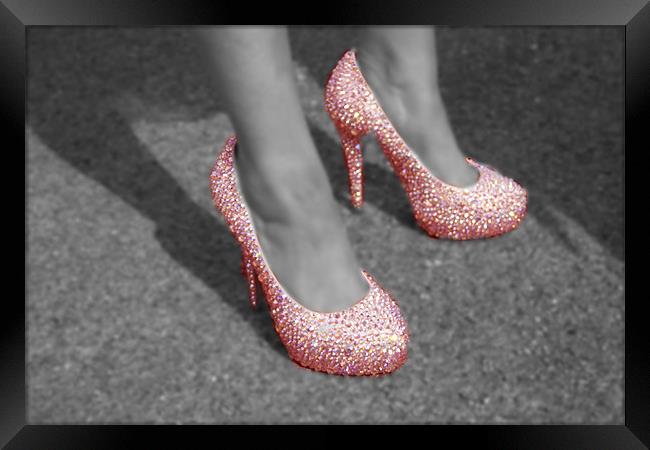 Sparkly red shoes Framed Print by Peter Elliott 