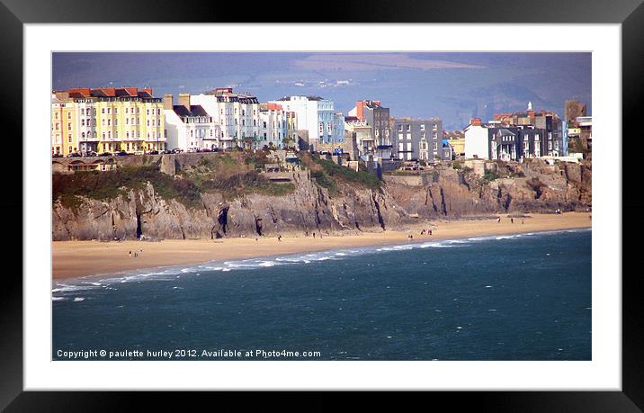 South Beach.Tenby.Pembrokeshire. Framed Mounted Print by paulette hurley