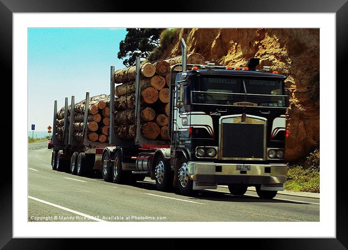 Logger Truck NZ Framed Mounted Print by Mandy Rice