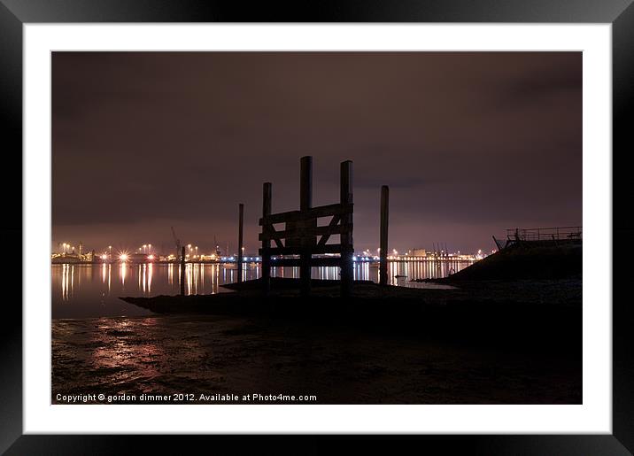 Southampton docks at night Framed Mounted Print by Gordon Dimmer