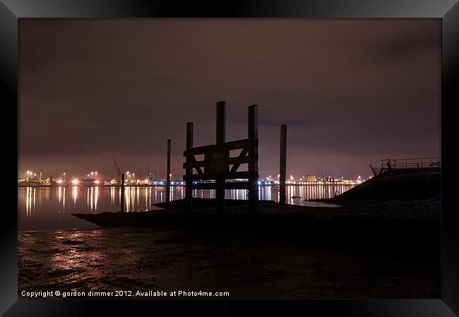 Southampton docks at night Framed Print by Gordon Dimmer