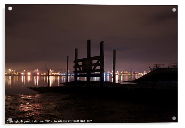 Southampton docks at night Acrylic by Gordon Dimmer