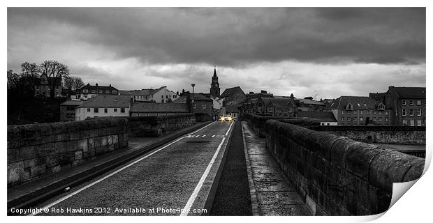 The old Bridge at Berwick (mono) Print by Rob Hawkins