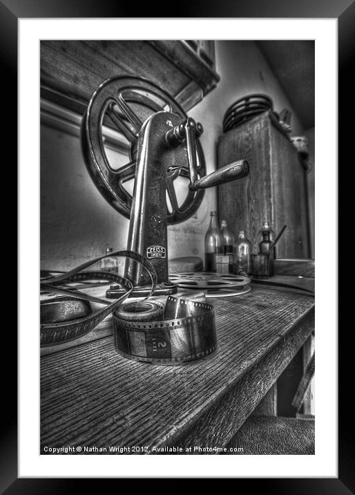 Editing room black and white Framed Mounted Print by Nathan Wright