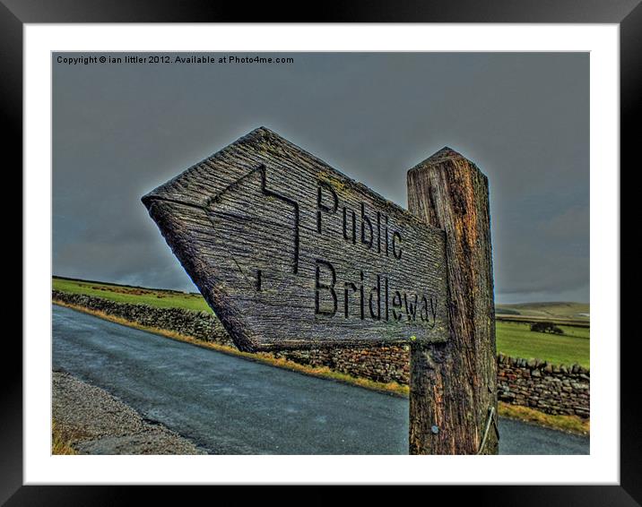 Pendle Hill Bridleway Sign Framed Mounted Print by ian littler