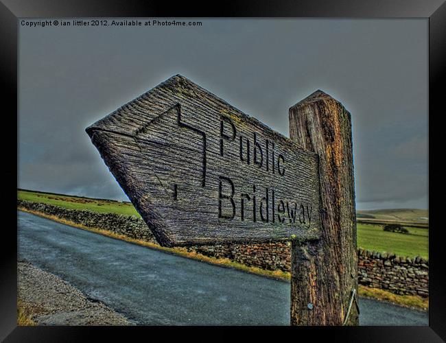 Pendle Hill Bridleway Sign Framed Print by ian littler