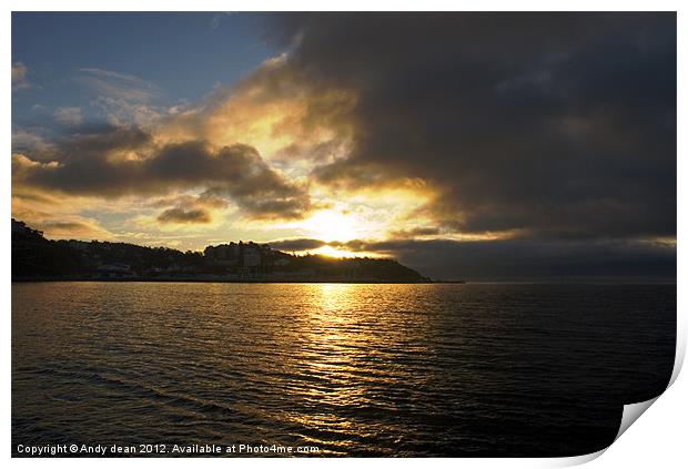 Torbay sunrise Print by Andy dean