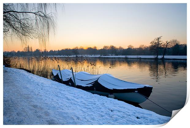 Snow covered boat Print by Malcolm Smith