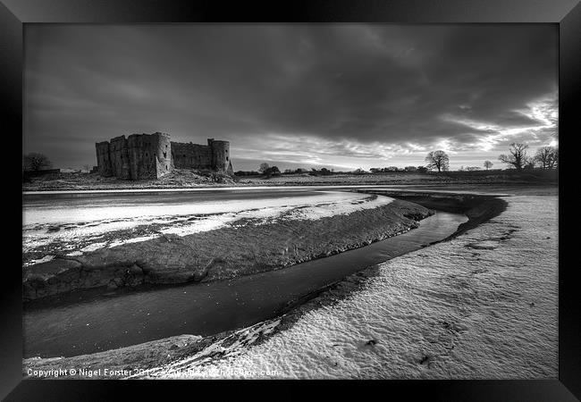 Carew castle winter landscape Framed Print by Creative Photography Wales
