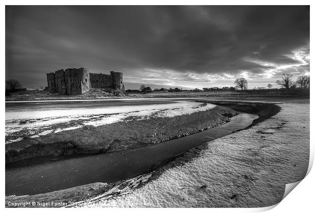 Carew castle winter landscape Print by Creative Photography Wales