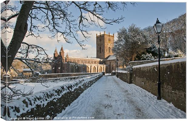 St Davids cathedral winter scene Canvas Print by Creative Photography Wales