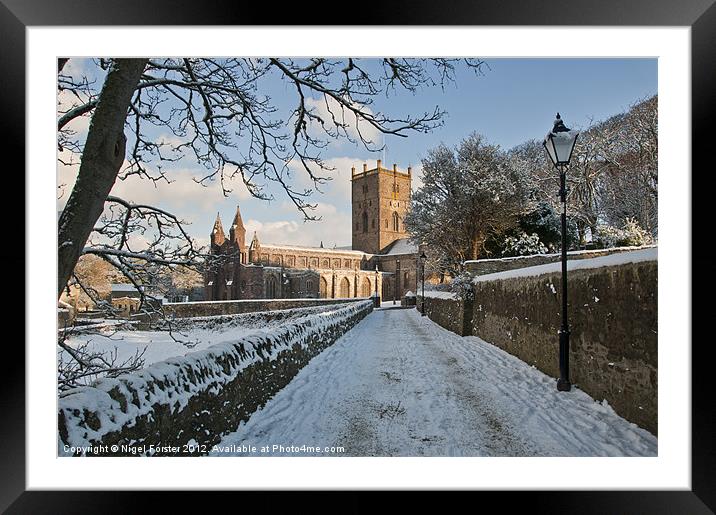 St Davids cathedral winter scene Framed Mounted Print by Creative Photography Wales