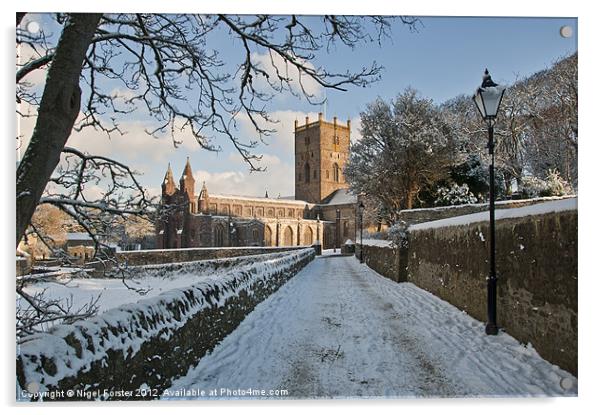 St Davids cathedral winter scene Acrylic by Creative Photography Wales