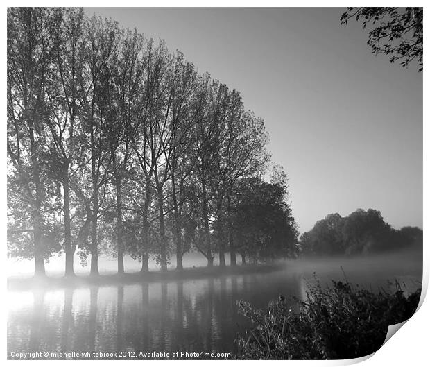 Misty morning B/W Print by michelle whitebrook