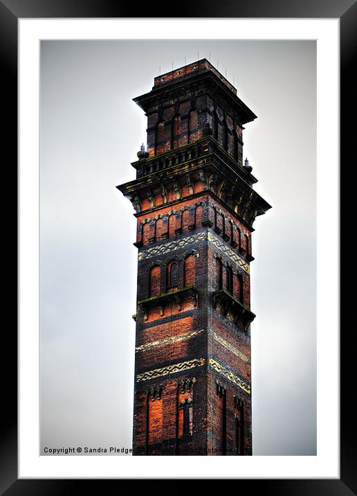 India Mill Chimney,Darwen Framed Mounted Print by Sandra Pledger