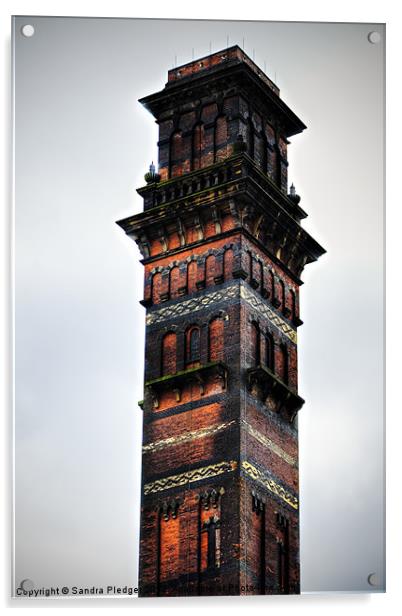 India Mill Chimney,Darwen Acrylic by Sandra Pledger