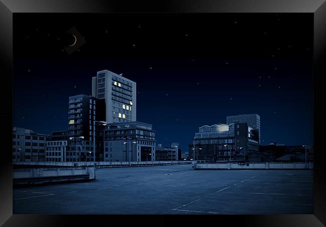 Manchester Urban City Night Framed Print by Peter Carroll