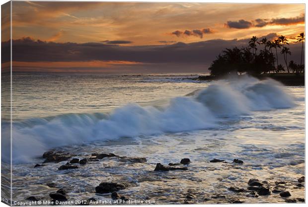 Brennecke Waves Sunset Canvas Print by Mike Dawson
