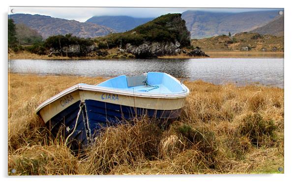 Boat  at the Lake Acrylic by barbara walsh