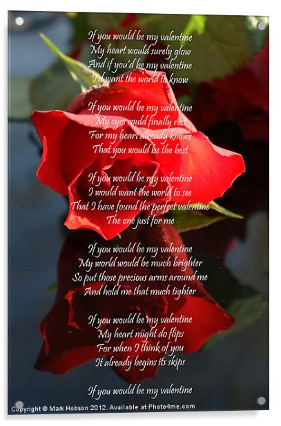 Valentine Rose Acrylic by Mark Hobson
