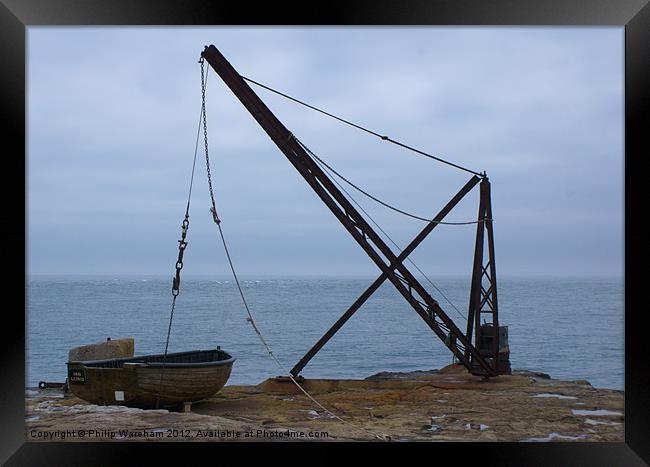 Rowing boat and hoist Framed Print by Phil Wareham