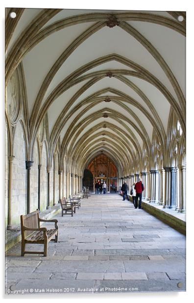 Salisbury Cathedral walkway Acrylic by Mark Hobson